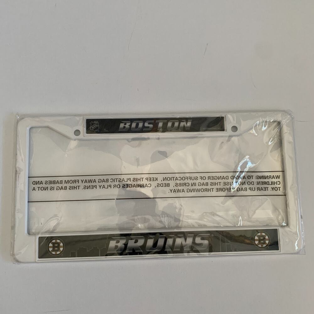 Boston Bruins Size 12.5x 6.5 Hockey NHL Plastic License Plate Frame New